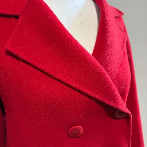 Talbots Red Wool Blend Lightweight Coat Jacket‎ Double Breasted Size 10 - Picture 2 of 14